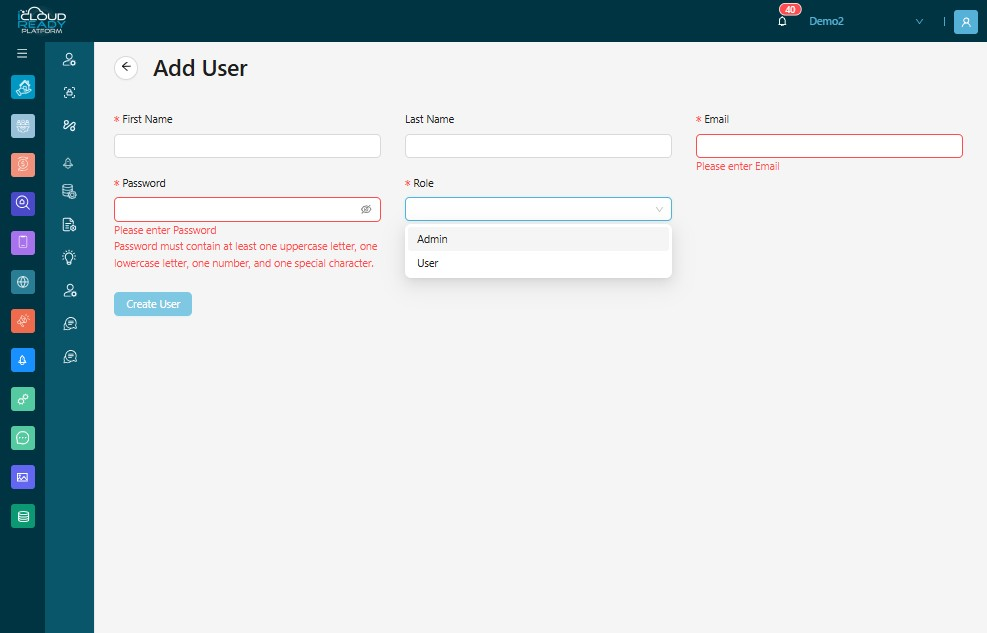 Click "Create User"