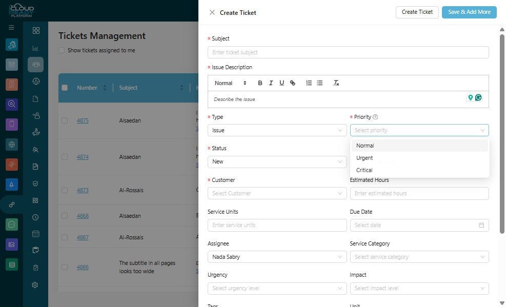 Click the "Priority" field.