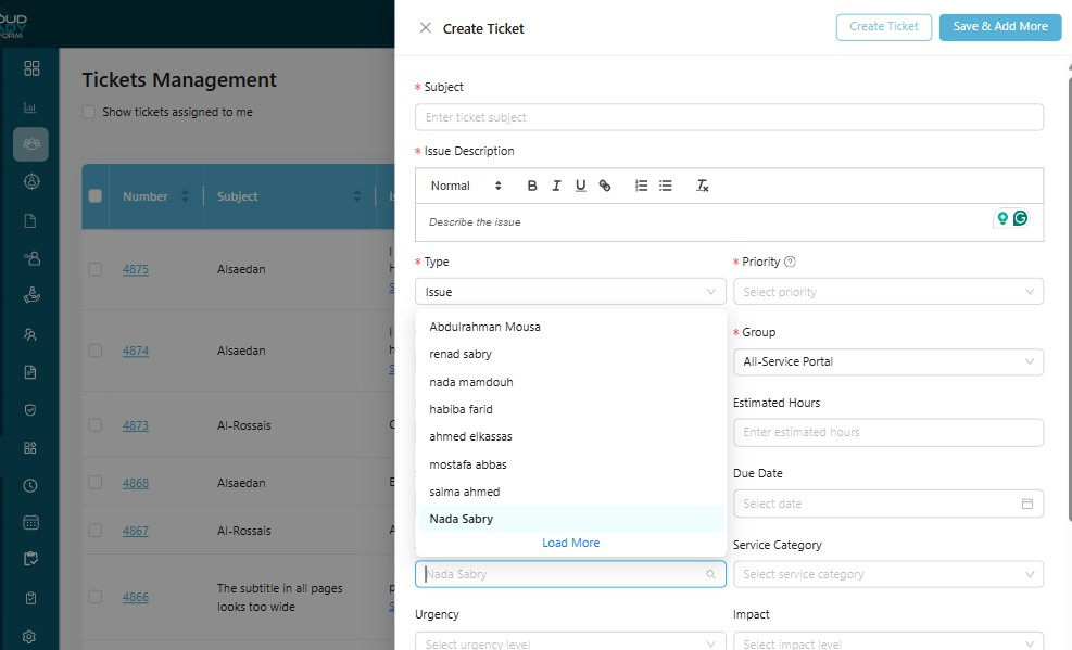 Click "Create Ticket"