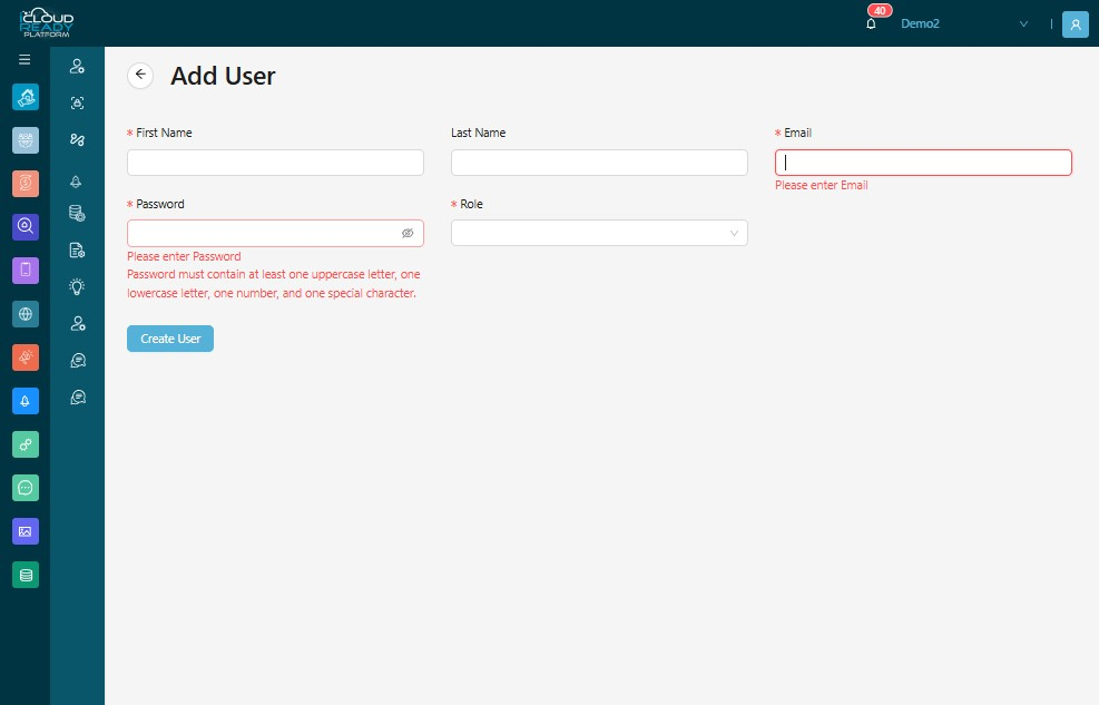 Enter User's "Password"